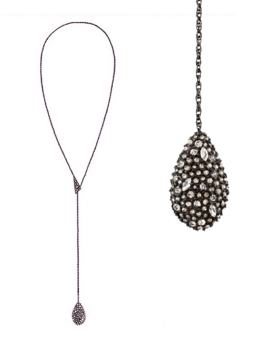ALEXIS BITTAR Gunmetal & Crystal Shard Lariat Necklace